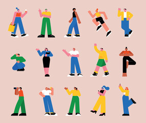 Poster - flat vector illustration. A set of many people in various poses. vol.5