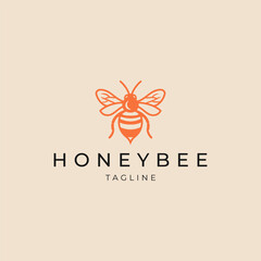 Wall Mural - Honey bee line art logo icon design template