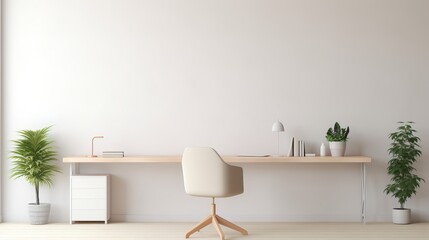Poster - A minimalist office layout with a minimalist color palette
