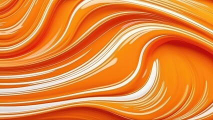 Waves of orange paint, abstract background.