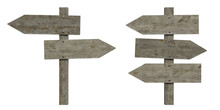 Mockup Of Old Wooden Road Sign Pointing Direction. 3d Rendering