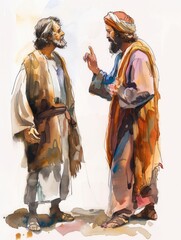 Wall Mural - Spiritual Conversation between Jesus and James the Less Generative AI