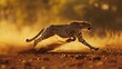 Combine the strength of a sprinting cheetah with the determined stride of an athlete in a track race, symbolizing speed and competition