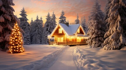 Poster - cozy holiday winter scene