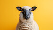 © Rattanapon - Funny face black face sheep isolated on pastel yellow background.