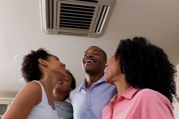 Sticker - family enjoying cool air from ceiling unit