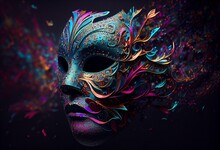 Colorful carnival mask. Generative AI