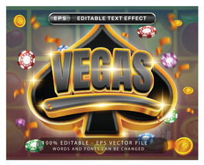 Poster - vegas 3d text effect and editable text effect with black spade border illustration	
