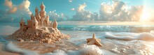 Sandcastle On The Beach: A Starfish's Dream Come True Generative AI