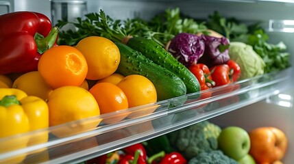  Fruits and vegetables inside refrigerator