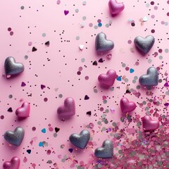 Sticker - Glitter hearts background.