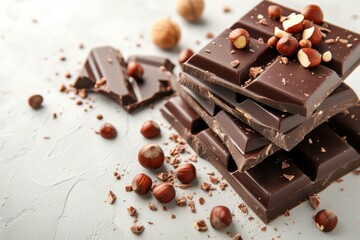 Canvas Print - Delicious chocolate with nuts against a bright backdrop