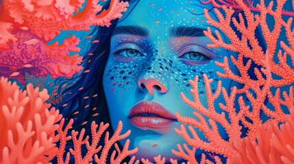 Portrait of a girl with corals.