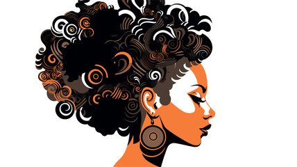 Wall Mural - Abstract Afro hairstyle with intricate braids and patterns.simple Vector Illustration art simple minimalist illustration creative
