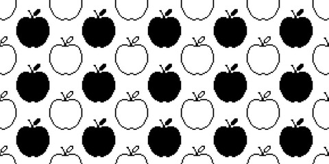 Wall Mural - pixel art apple seamless pattern