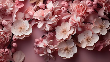 Wall Mural - A top view of a soft and delicate blush pink background, creating a romantic and feminine ambiance