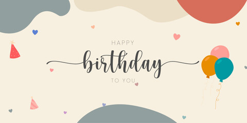 Happy birthday to you vector illustration banner invitation card