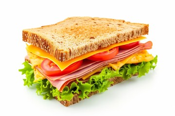 Canvas Print - Ham cheese and tomato resting on a white background