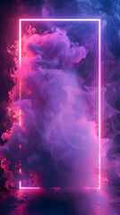 Aufkleber - an empty textbox background with magical purple smoke corners on a dark glowing background