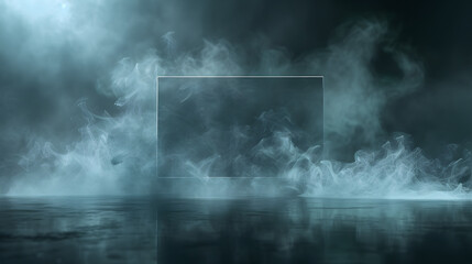 Wall Mural - an empty textbox background with magical greensmoke corners on a dark glowing background