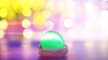 Poster - Abstract background with glowing ball and bokeh. Divination and prediction of fate.