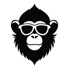 Wall Mural - monkey wearing sunglasses iconic logo vector illustration