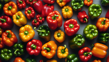 A colorful array of bell peppers arranged in a captivating geometric pattern