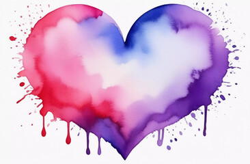 Wall Mural - hand painted watercolor heart on a white background. generative ai
