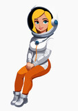Fototapeta Dinusie - girls astronaut cartoon