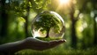 ESG is a framework that helps stakeholders understand how an organization is managing risks and opportunities related to environmental Hand holding earth on green grass on sunlight Energy saving tree