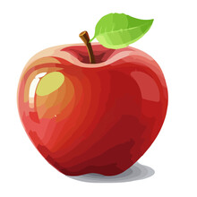 Vector Illustration Of A Separated Red Apple Painting On A White Background.
