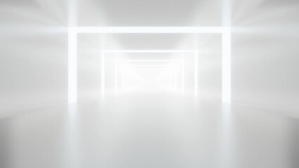 Poster - abstract white futuristic geometric tunnel architecture