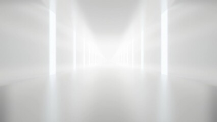 Poster - abstract white futuristic geometric tunnel architecture