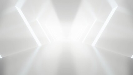 Poster - abstract white futuristic geometric tunnel architecture