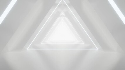 Poster - abstract white futuristic triangle tunnel architecture