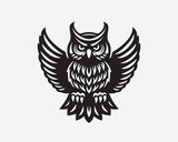 Fototapeta  - Owl logo. Night bird emblem design editable for your business. Vector illustration.