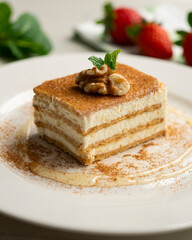 Wall Mural - Cream cake with layers of cookies and cream.