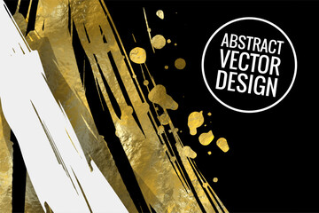 Wall Mural - Vector Black White and Gold Design Template, Flyers, Mobile Technologies, Applications, Online Services, Typographic Emblems, Logo, Banners. Golden Abstract Modern Background.