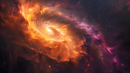 Wall Mural - A stunning and colorful deep space galaxy with a dynamic swirling pattern, glowing with stars and nebulae.


