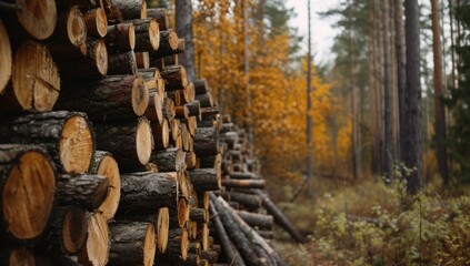 Detailed close-up of tree stumps in a forest, illustrating the aftermath of logging activities.