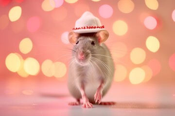 Wall Mural - rat with a small hat on festive event