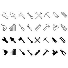 Wall Mural - Tools icon vector set. Inventory illustration sign collection. Repair symbol or logo.
