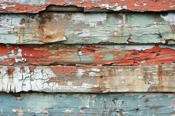 Wall Mural - close up horizontal image of ruined painted wooden background Generative AI