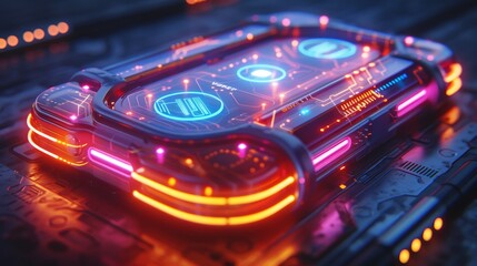 Poster - Cybernetic Innovation: Glowing Gadget Mockup