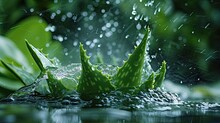 Vibrant Green Aloe Vera Slices Floating Gracefully In Clear Water, Highlighting Their Natural Essence.
