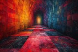 Fototapeta Fototapety przestrzenne i panoramiczne - An abstract view of a colored tunnel. 3d illustration