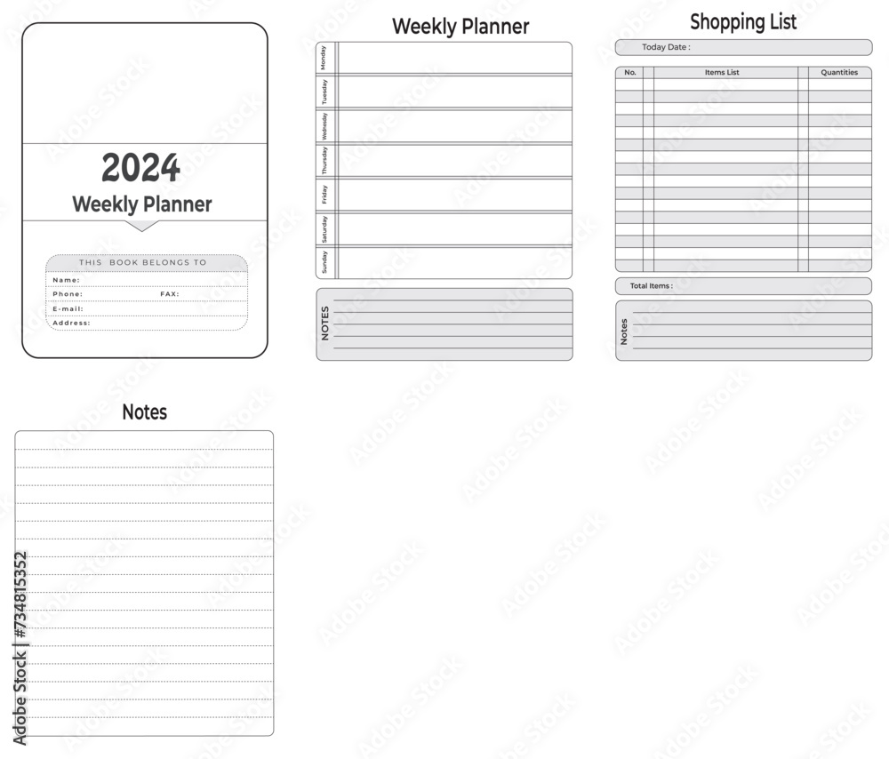 Editable 2024 Weekly Planner Kdp Interior printable template Design ...