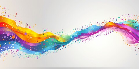 Aufkleber - Vibrant Sound Waves and Musical Notes Create a Dynamic Visual Representation of Rhythm and Harmony, Generative AI