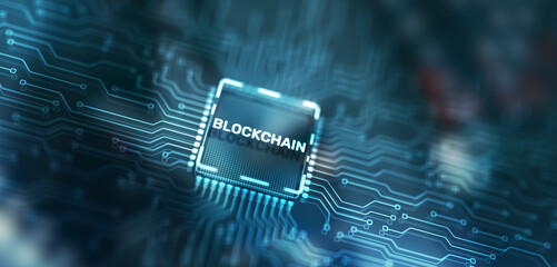 Block Chain concept . Distributed ledger technology. Database management