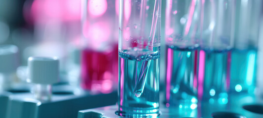 Poster - Glass tube and beaker in medical health science laboratory